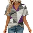 thumbnail image 2 of Purple Women's Short Sleeve T-shirt, Womens Tops Summer Short Sleeve V Neck Blouses Business Casual Loose Fit Tshirts Trendy Fashion Outfits,Women's Short sleeve T-shirt L, 2 of 4
