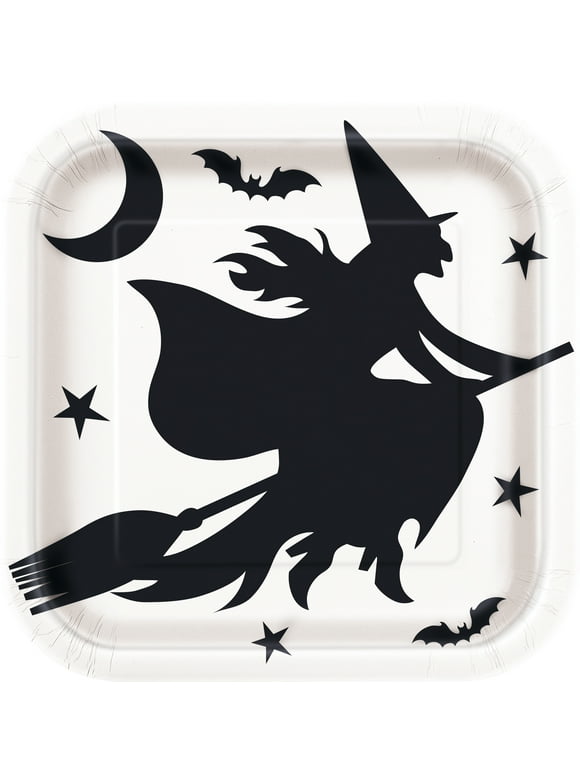 Black Bats Halloween Paper Plates, 9in, 8ct