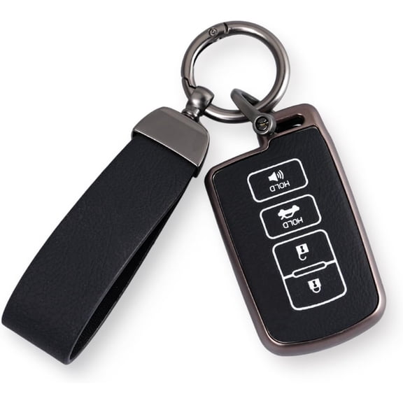 Key Fob Cover Compatible with Toyota Avalon Camry Corolla RAV4 Highlander Sequoia 2011-2019 4 Button Keychain Case Holder Protector,Black