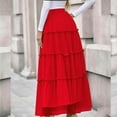 thumbnail image 7 of BRGZLK Women's Long Skirt Summer Solid Color Mesh Casual 2026 Spring Fashion Elastic High Waisted Tiered Flowy Fairy A-Line Half Skirt, 7 of 7
