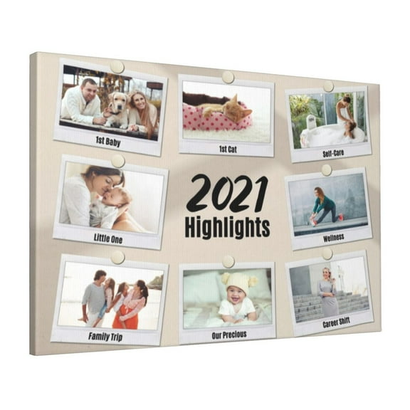 Custom Canvas Prints White And Beige 2021 Highlights Personalized Photo Image Collage DIY Framed Kit Wall Art Picture Room Decor 16x20 inch