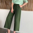 thumbnail image 5 of Sakmal Capri Palazzo Pants for Women Wide Leg Boho Cotton Linen Pants Lightweight Drawstring Summer Solid Capris for Women L, 5 of 6
