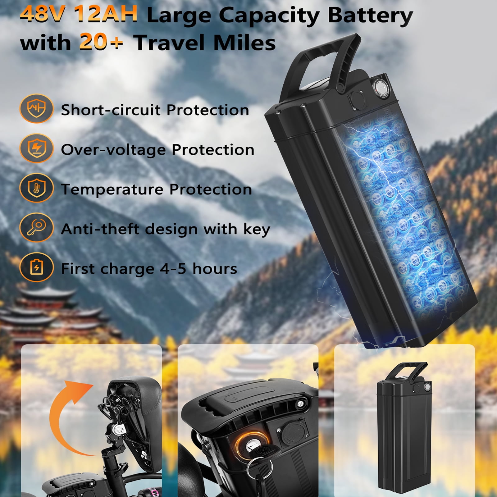 Electric Bike for Adults 500W Motor, 14" Electric Bicycles,20 Mph,Folding Ebike,Shock Absorbers Electric Bicycle,48V 12Ah Battery,20Miles PAS Range,UL 2849,E Bikes for Adults and Teens