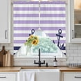 thumbnail image 3 of Anchor Purple Kitchen Window Curtains, Swag Curtains Valance for Bedroom Living Room Bathroom, Modern Navy Blue White Striped Nautical Rod Pocket Window Curtain Block Drapes 2 Panels 36"x45", 3 of 8