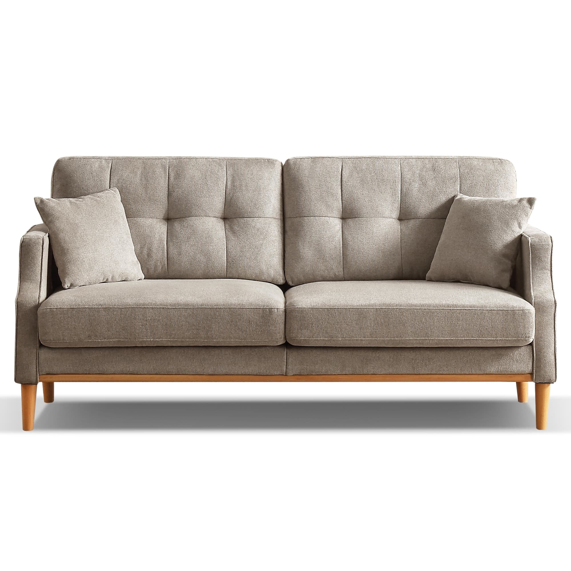 MAYEERTY Modern 3-Seater Sofa for Living Room with Waterproof Fabric and USB Charging Ports, 70*32*35"Cream