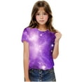 thumbnail image 4 of Frwgonr Girls T-shirts Soft Space Tees Kids Boys Casual Tshirts Clothes Summer Tops Purple, Size 3-14 Years, 4 of 6
