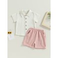 thumbnail image 2 of Suealasg Toddler Baby Boys 2Pcs Cotton Linen Shorts Set Solid Color Short Sleeve Lapel Button Down Shirt Tops and Shorts 6M 1T 2T 3T 4T Kids Boys Summer Clothes Set, 2 of 8