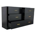 thumbnail image 6 of PORKISS Black 6 Drawer Dresser, Wood Chest of Drawers with Wide Storage, Modern Storage Cabinet for Bedroom, Living Room, Hallway, Adults, 6 of 7