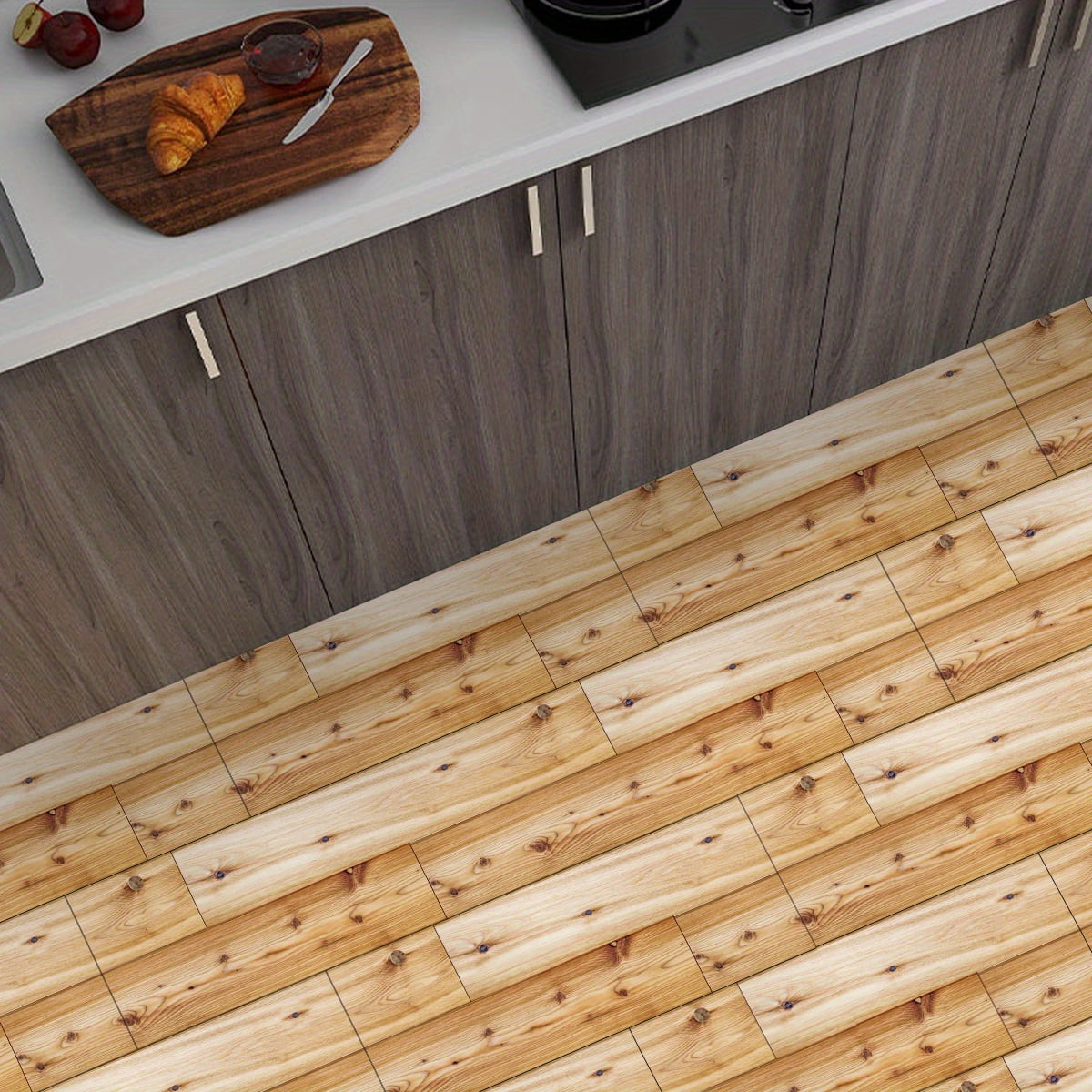 AsdQ Peel and Stick Vinyl Flooring Tiles, Self Adhesive Vinyl Floor Tiles Wood Plank Flooring (15.7 in x 5.9 in)
