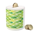 thumbnail image 3 of Watercolor Piggy Bank, Moroccan Trellis Pattern in Green Tones Watercolor Vintage Art, Ceramic Coin Bank Money Box for Cash Saving, 3.6" X 3.2", Lime Green Yellow White, by Ambesonne, 3 of 4
