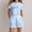 Sky Blue, variant on Girls Letter Graphic Outfit Set Crew Neck Short Sleeve Top Summer 2 Piece Matching Shorts Bundle Kids Ages 4-14Y Trendy Daily Wear Clothes Set