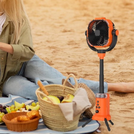koolsoo Camping Fan Desk Fan with Hanging Hook Variable Speed Cordless Portable Fan for Patio Travel Household Orange