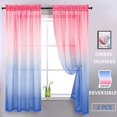 thumbnail image 2 of Blush Pink and Blue Curtains for Girls Bedroom 2 Panels Set Window Treatments Voile Sheer Window Coverings Ombre Rainbow Colorful Kids Curtains for Teen Girls Room Decor Kids Nursery Kitchen Bathroom, 2 of 3