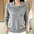 thumbnail image 2 of SEROYE Women's Ribbed Knit Sweaters Asymmetric Collar Solid Long Sleeve Casual Pullover Tops for Spring Fall (XL, Gray), 2 of 7