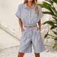 thumbnail image 2 of Vestidos Casuales Para Mujer, Blusas De Mujer De Moda Conjunto de blusa y pantalones cortos de lino para mujer, con solapa, manga corta y botones sueltos, para verano, 2 of 7
