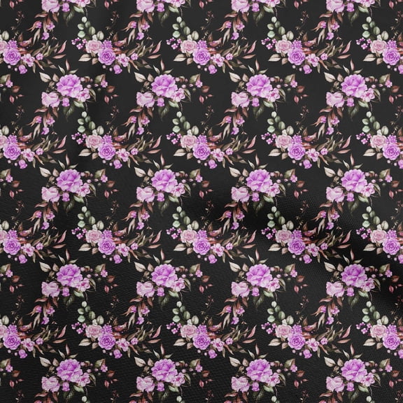 oneOone Polyester Spandex Purple Fabric Floral Sewing Fabric By The Yard Printed Diy Clothing Sewing Supplies 56 Inch Wide
