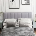 thumbnail image 2 of Gymax Linen Upholstered Headboard Vertical Channel Tufted Wood Leg for Full/Queen Gray, 2 of 10