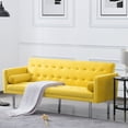 thumbnail image 6 of Zechuan Futon Tufted Back Convertible Sofa 68” Twin Size Bed - Yellow, 6 of 9