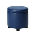 thumbnail image 2 of Designs4Comfort Round Accent Storage Ottoman in Blue Faux Leather Fabric, 2 of 10