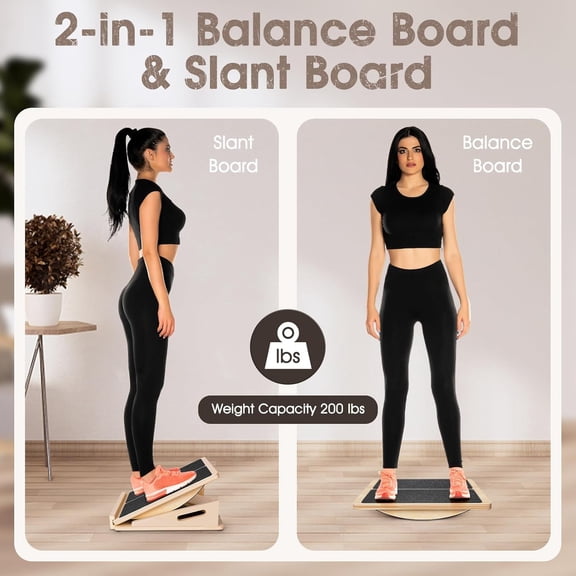 2-in-1 Professional Wooden Balance Board & Slant Board