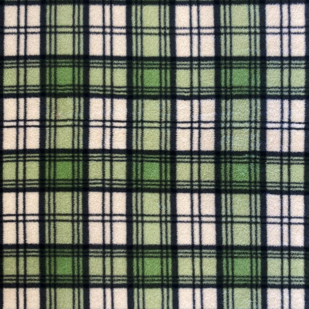 Tela polar de tartán verde a cuadros, 4 yardas por rollo