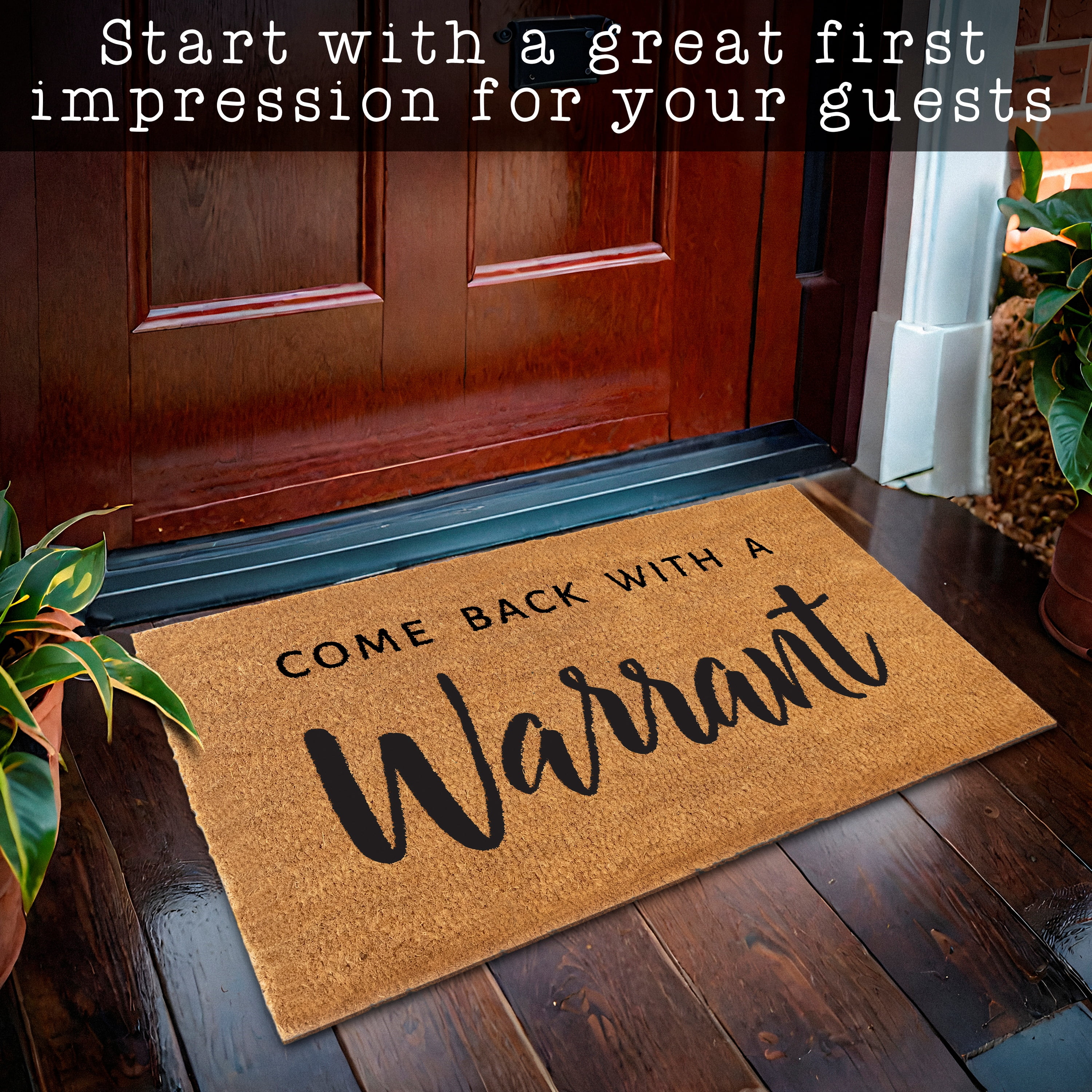 MAINEVENT Come Back with a Warrant Doormat 30x17 Inch, Outdoor Welcome Mat for Outside