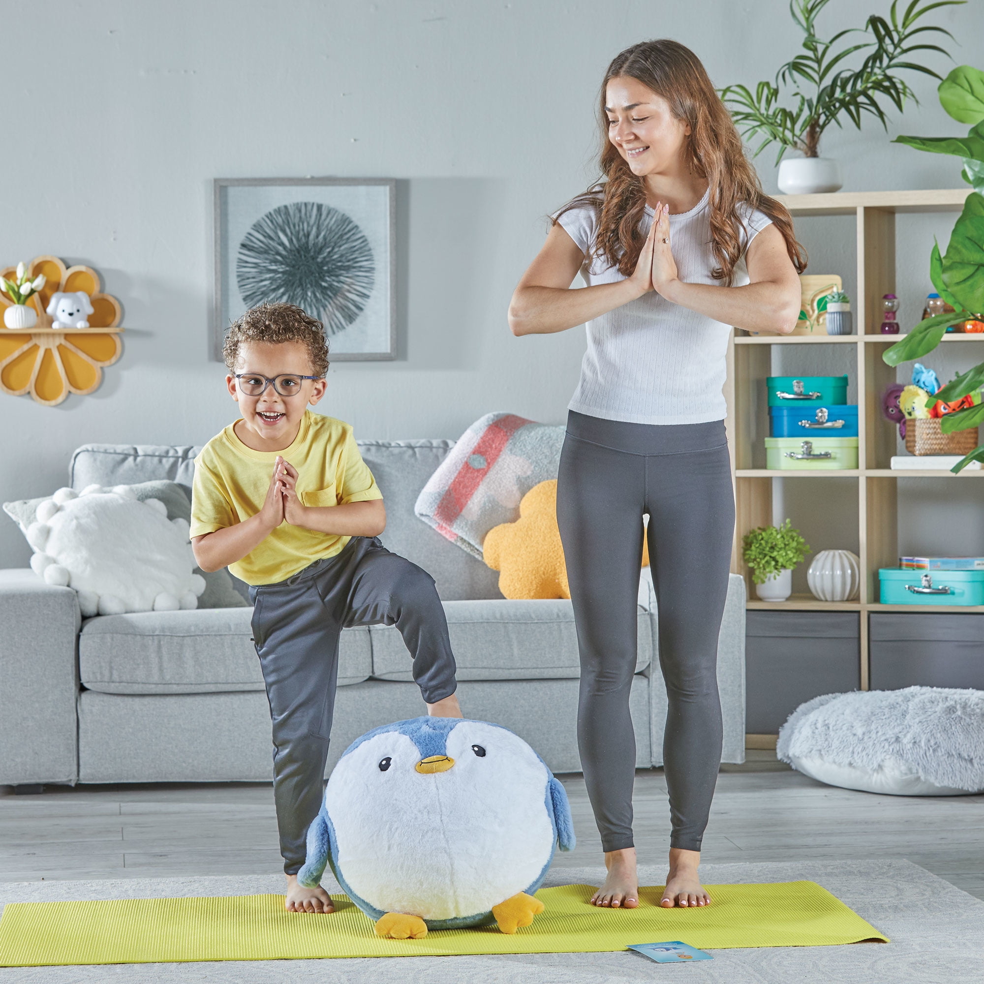 hand2mind BubblePlush Yoga Ball Buddy - Penguin