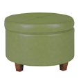 thumbnail image 1 of HomePop Grand Pouf de Rangement en Similicuir, Vert a, 1 of 5