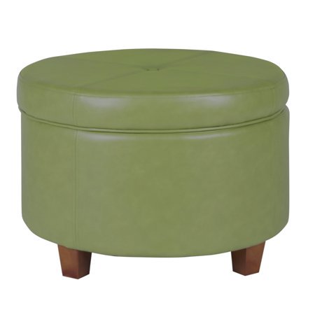 HomePop Large Leatherette Storage Ottoman, Green a