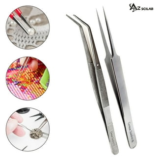 sourcing map 10pcs Sticker Tweezers for Crafting 4.53 Curved Tip