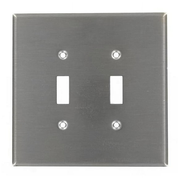 5.25 x 5.3 in. Oversized Stainless Steel 2-Gang 2-Toggle Wall Plate