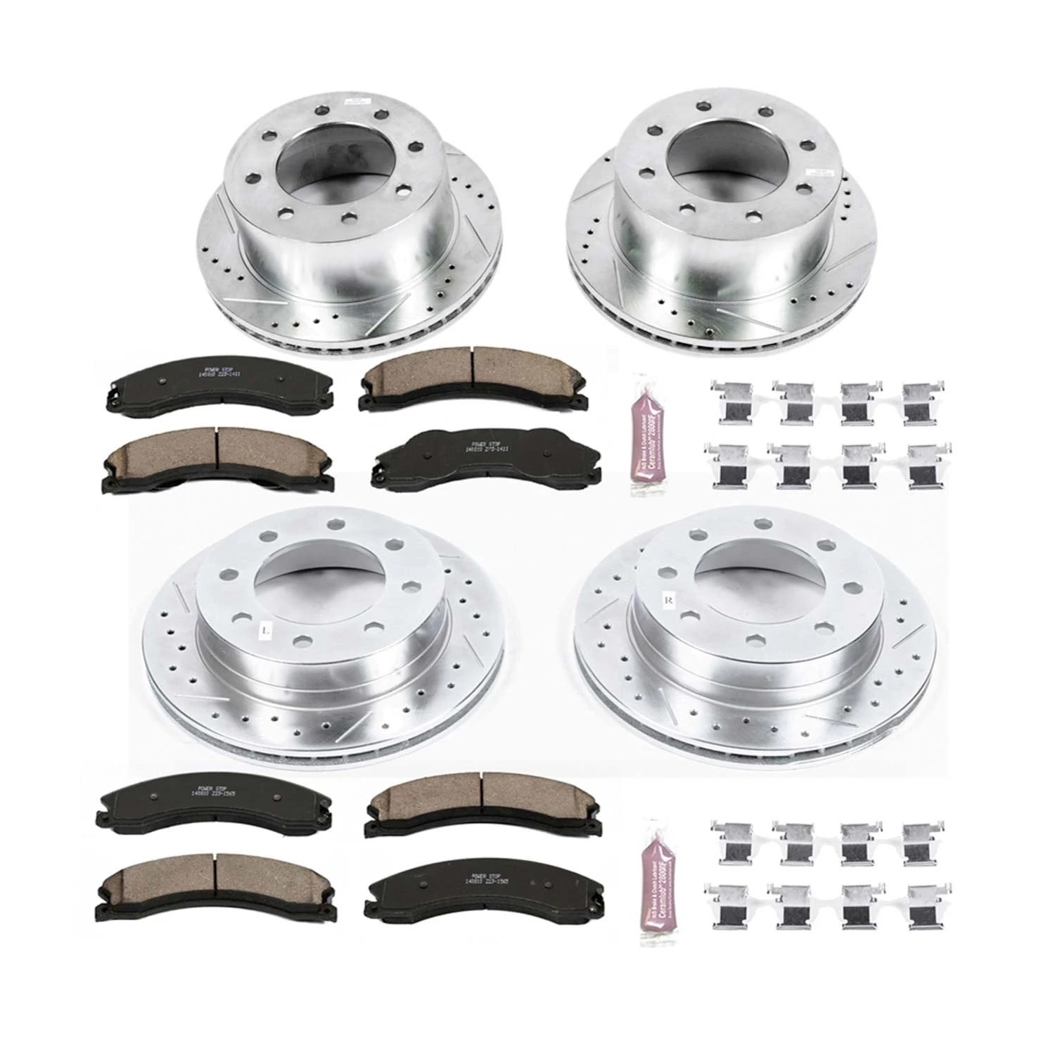 PowerStop Front and Rear Z23 Evolution Sport Carbon-Fiber Ceramic Brake Pad and Drilled & Slotted Rotor Kit Fits: CHEVROLET GMC Select Models K6260