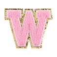 thumbnail image 2 of Cheers.US English Letter Iron On Repair Patches Alphabet Sewing Appliques Clothing Badges, with Gold Glitters Border, 2 of 7