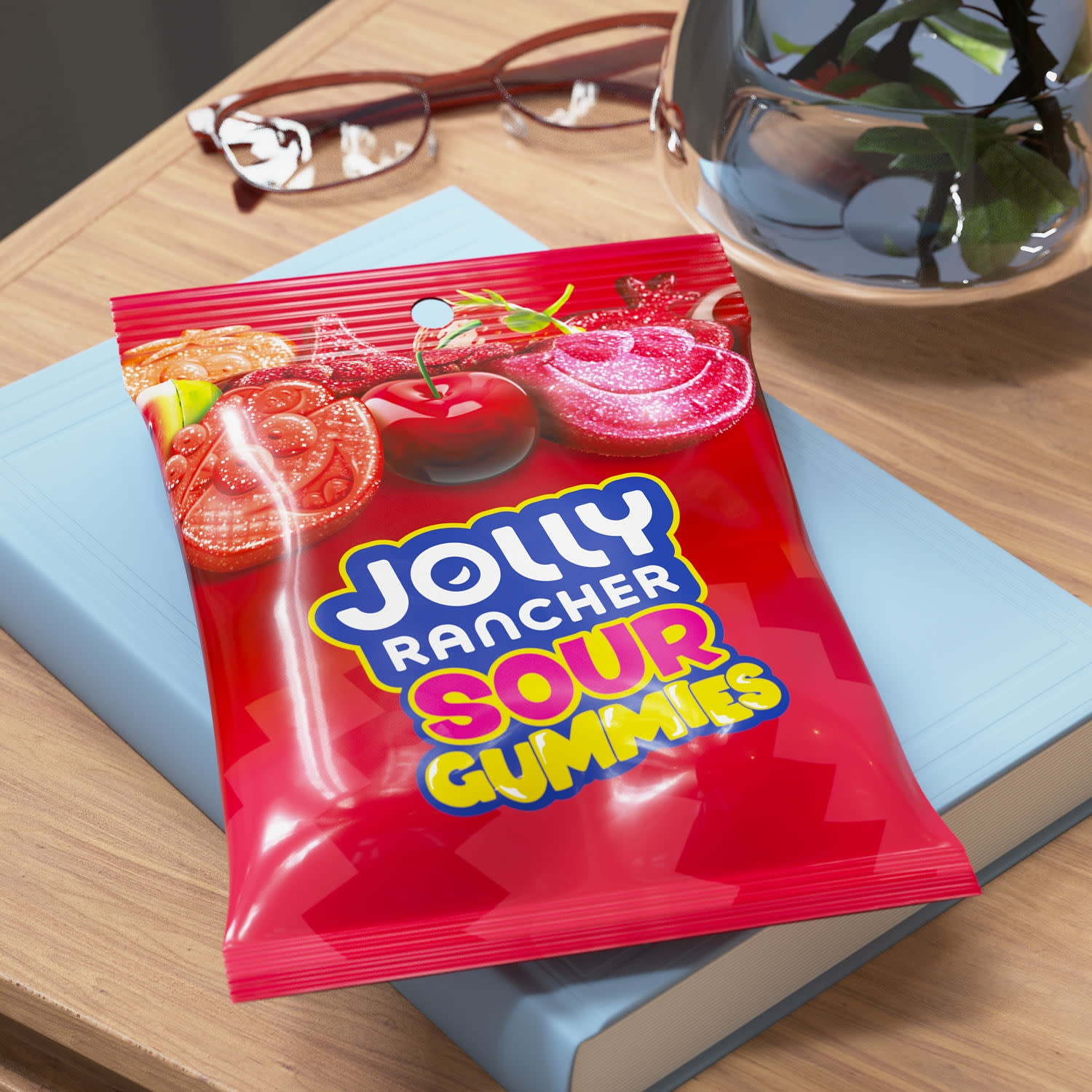 (2 pack) Jolly Rancher Sour Gummies Awesome Reds Assorted Fruit Flavored Gummy Candy, Bag 6.5 oz