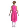 thumbnail image 6 of Aislor Girls Rhinestones Halter Neck Lyrical Dance Dress Ballet Tulle Leotard Dress Hi-Lo Contemporary Dancewear Hot Pink 6, 6 of 7