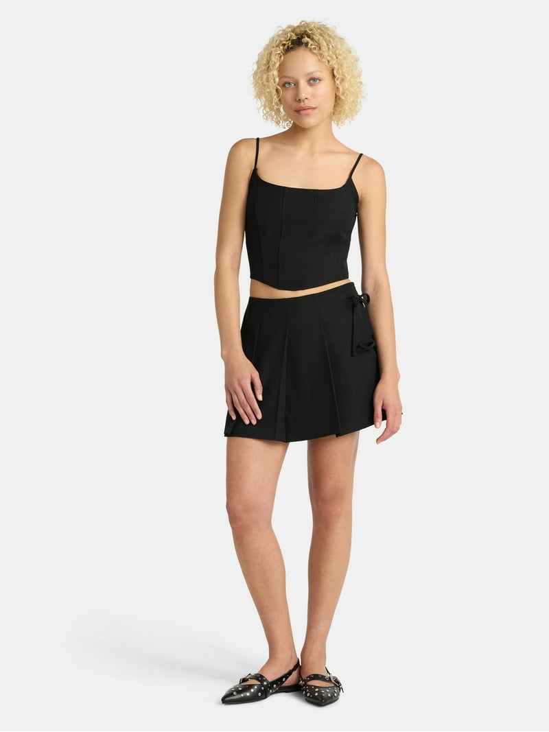 No Boundaries Corset Top and Pleated Mini Skirt Set Women 2-Piece