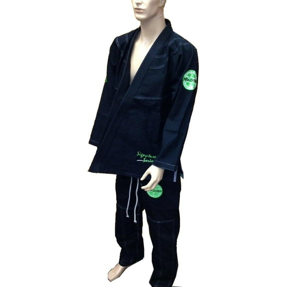 Woldorf USA Brazilian Jiu Jitsu Kimono Pearl Weave Gi Competition Uniform, Black with Rip Stop Pants Size 6 A4 Pre-Shrunk, Ultra Light Weight Uniforms