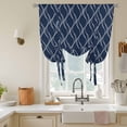 thumbnail image 2 of Tie Up Curtains for Windows Abstract Sea Waves Lines Valance Adjustable Balloon Curtain Navy Blue Petal Pattern Tie Up Shades for Kitchen Living Room Bedroom Privacy Curtain Drape 34x45 Inch, 2 of 9