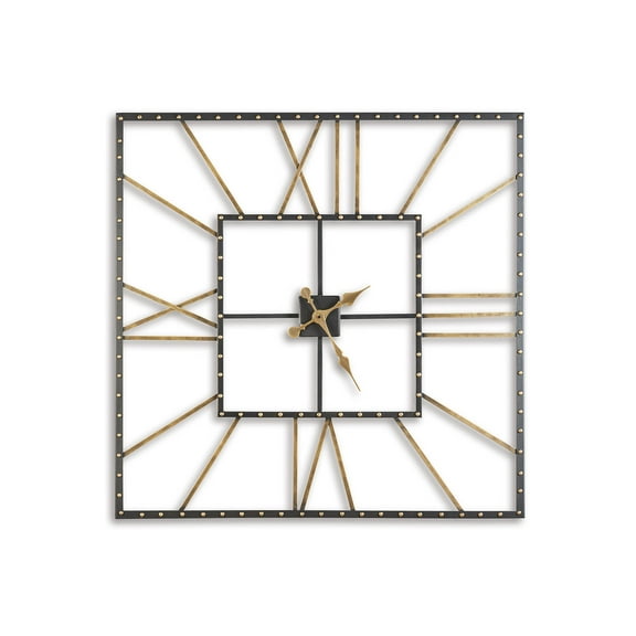 Signature Design by Ashley Casual Thames Wall Clock  Black/Gold Finish