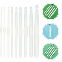 LOLIPPYY 9Pcs White Plastic Crochet Hooks for Shawls Yarn Knitting Needles Handcraft Tools for Beginners