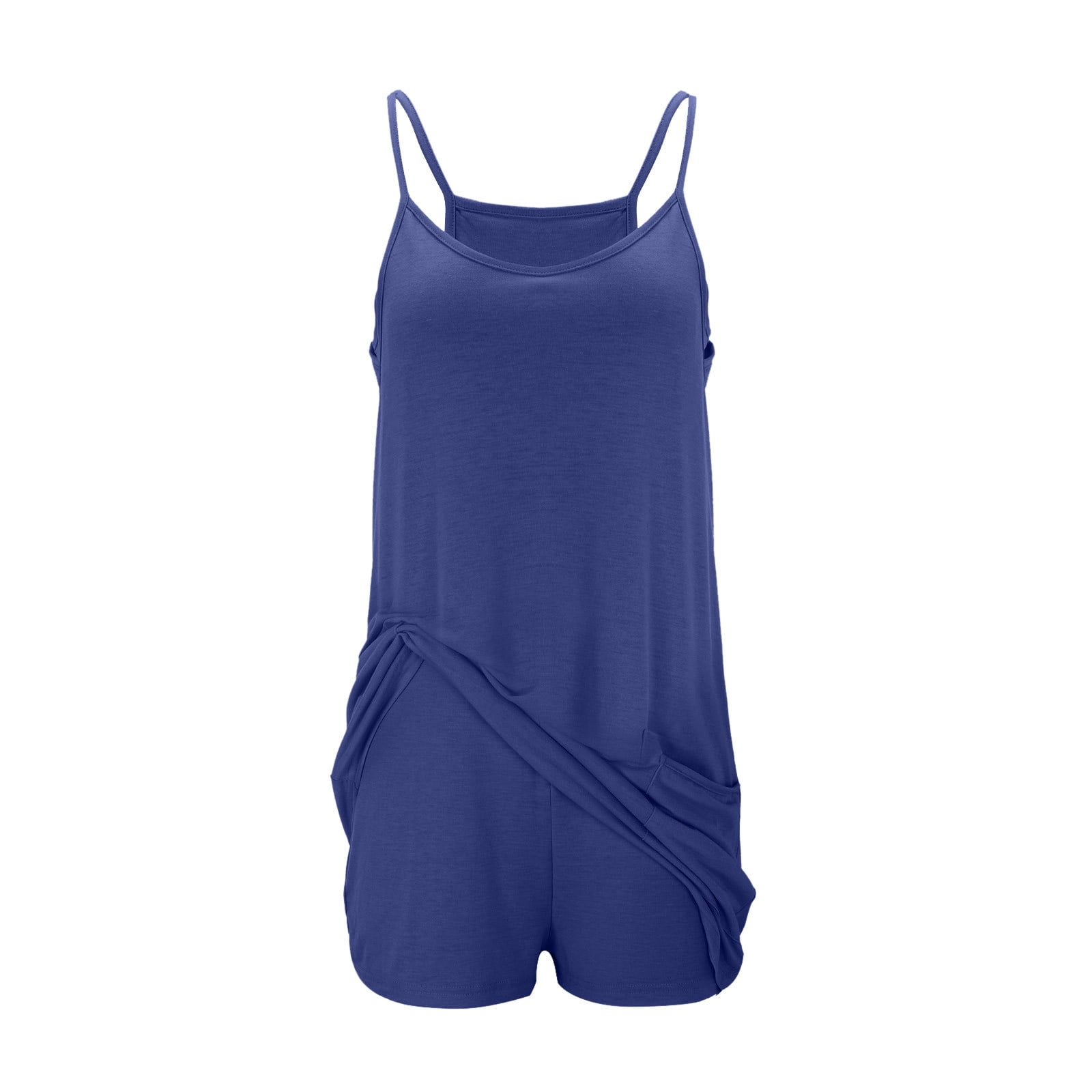 Sleeveless Tennis Dress, Plus Size Women's Summer Mini Dress Casual Workout Golf Dress with Shorts V Neck Althletic Skort Romper with Pocket Blue 3XL