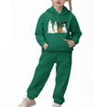 thumbnail image 2 of SYMOID Boys Army Green Fleece Hoodie and Jogger Pants Set 2-Piece Casual Tracksuit with Cute Dog Graphic,Size 8 T, 2 of 5