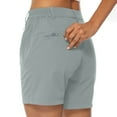 thumbnail image 3 of BXJX Womens Bermuda Shorts, Zipper Pocket Above the Knee Walking Elastic Waist Cargo Shorts Light Blue Size XL, 3 of 8