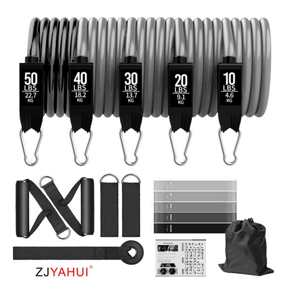 Ensemble de 11 Bandes de Résistance en TPE - Tubes D\'entraînement Physique Ajustables de 100 à 150 Lb pour l'Entraînement de Force, Entraînements à la Maison/à l'Extérieur - Cordes Élastiques Portatives et Durables avec Résistance Personnalisable pour Tous