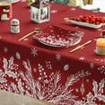 thumbnail image 5 of Horaldaily Christmas Tablecloth 60×120 Inch, Floral Leaf Red Washable Table Cover for Party Picnic Dinner Decor, 5 of 6