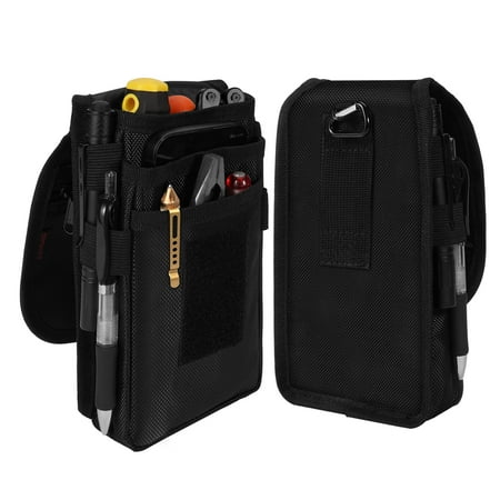 KENOBE Electrician s Belt Tool Pouch - Multitool Organizer Nylon Tactical Holster Utility Sheath for EDC Gear & Cellphone Black