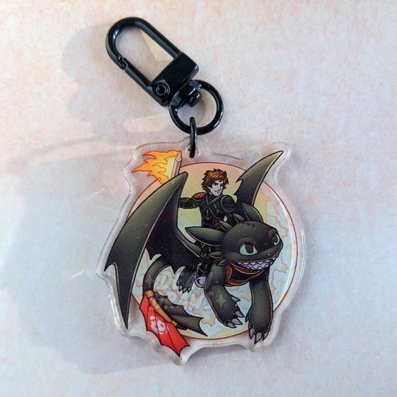 Hiccup Toothless keychain with black clasp (1 keychain)