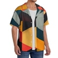 thumbnail image 2 of Sikiie Geometric Cube Pattern Art Men's Cuban Shirt, Hawaiian Shirts, Business Casual Button Down Shirts, Short Sleeve Shirt-Small, 2 of 5