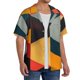 thumbnail image 2 of Balery Geometric Cube Pattern Art Camisa Casual de Manga Corta con Botones para Hombre, Texturizada, Estilo Cubano, para Playa, Verano-Large, 2 of 5