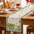 thumbnail image 5 of Sunflowers Table Runner - 60 Inch Long Spring Farmhouse Vintage Truck Leaf Black Plaid Cotton and Linen Blended Dress Scarves Farmhouse Table Runner for Kitchen Dining, Coffee Table, 13" x 60", 5 of 8
